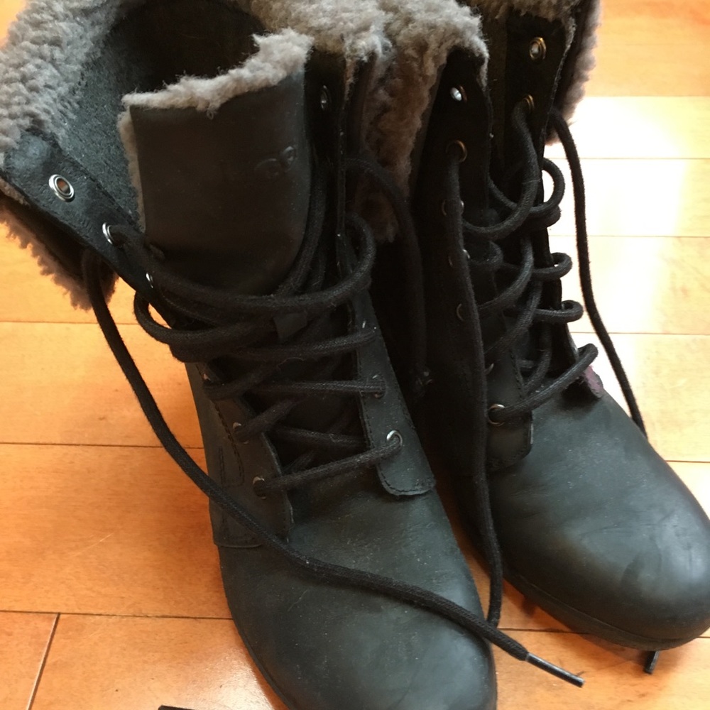 UGG Zea Waterproof shearling wedge boots